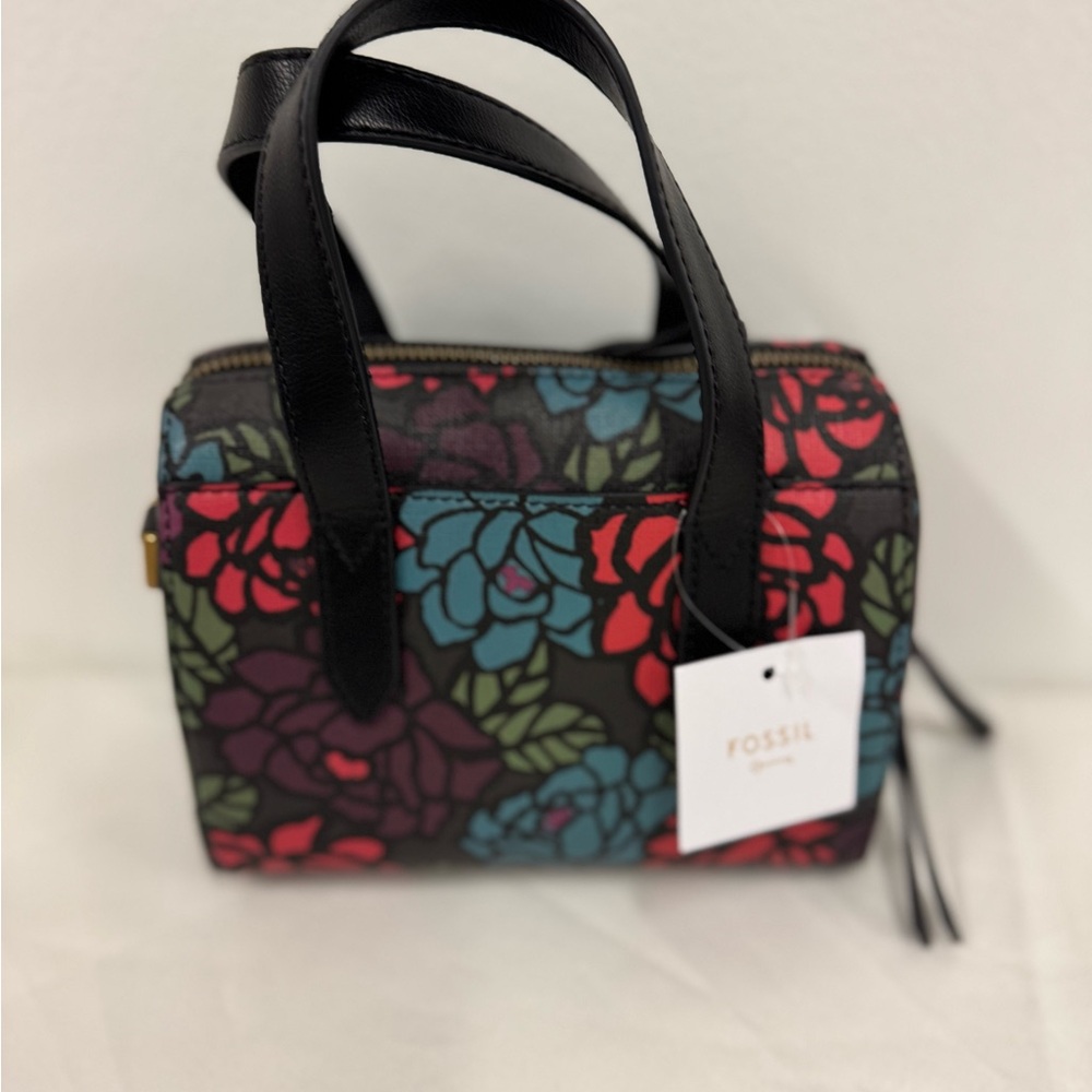 Fossil Sydney Mini Satchel women multi  Floral Black Handbag